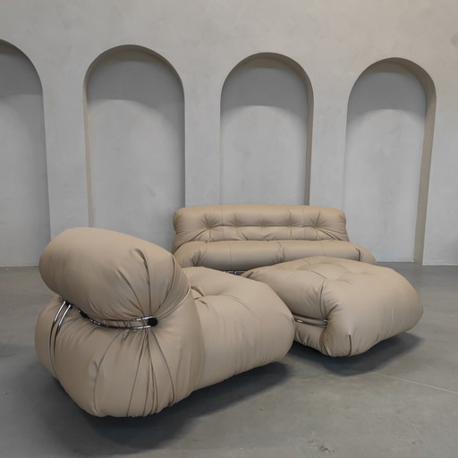 Cassina Soriana Two-Seater - Sand Leather