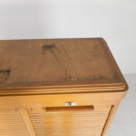 Image 1 of Oak Shutter Cabinet With 2 Shutters, 180 Cm High, 1930s