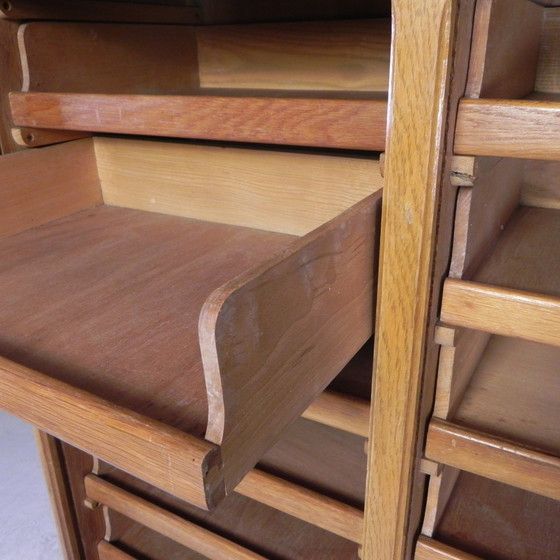 Image 1 of Oak Shutter Cabinet With 2 Shutters, 180 Cm High, 1930s