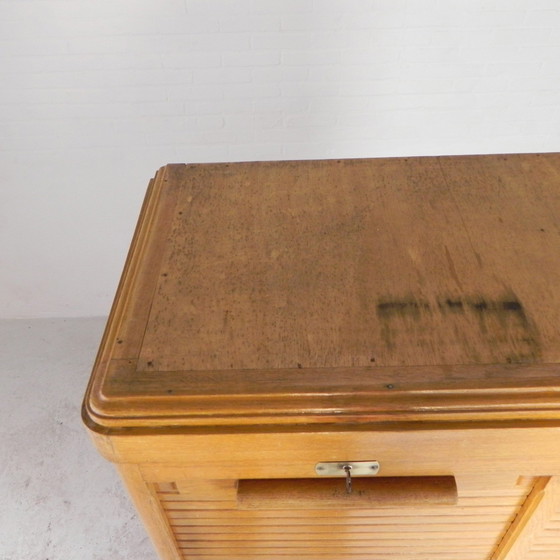 Image 1 of Oak Shutter Cabinet With 2 Shutters, 180 Cm High, 1930s