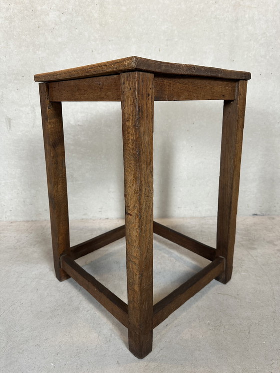 Image 1 of Brutalist Side or Plant Table - Oak