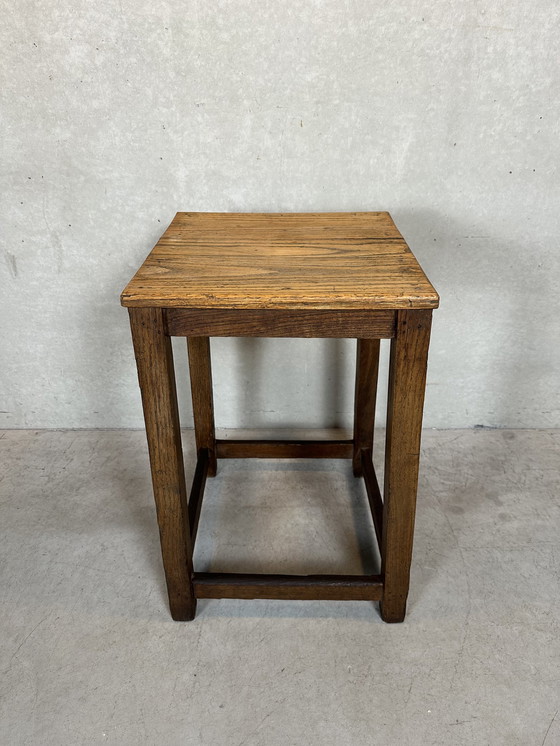 Image 1 of Brutalist Side or Plant Table - Oak