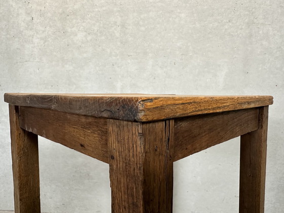 Image 1 of Brutalist Side or Plant Table - Oak