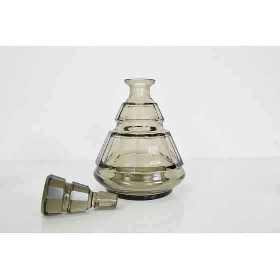 Image 1 of Vintage Art Deco glass decanter set, Czechoslovakia 1930s