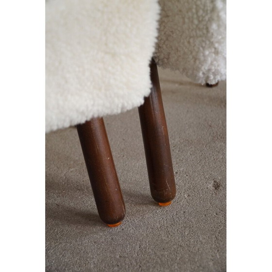 Image 1 of Pair of vintage lambswool and solid beech armchairs, Denmark 1960