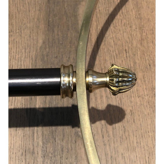 Image 1 of Vintage brushed steel and brass coffee table from Maison Jansen, France 1940