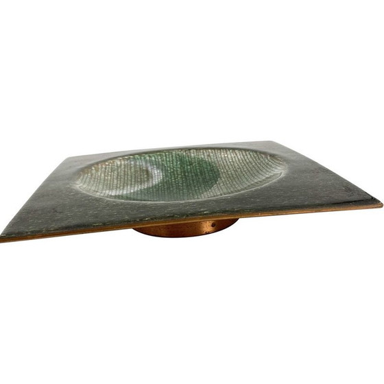 Image 1 of Vintage green enamelled copper ashtray by Studio Del Campo, Italy 1970