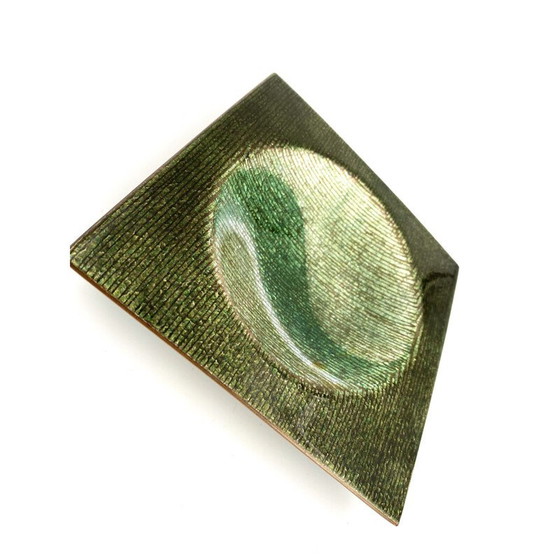 Image 1 of Vintage green enamelled copper ashtray by Studio Del Campo, Italy 1970