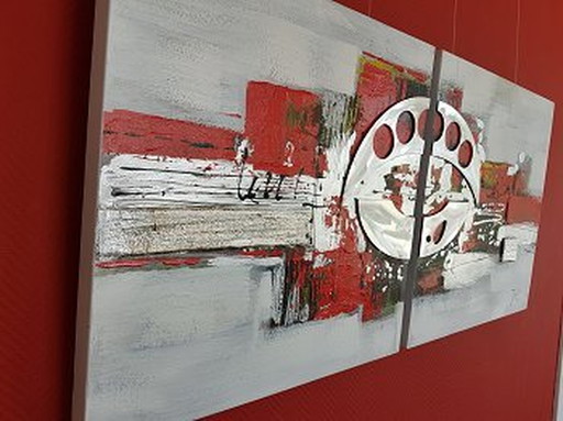 Two Modern 3D Diptych Paintings