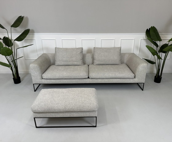 Image 1 of Cor Mell designer sofa couch gray 3 seater + stool