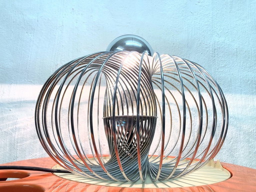 Large space age lamp 70s design spiral lamp chrome