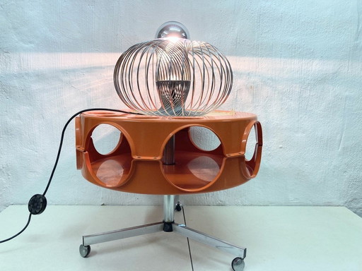 Large space age lamp 70s design spiral lamp chrome