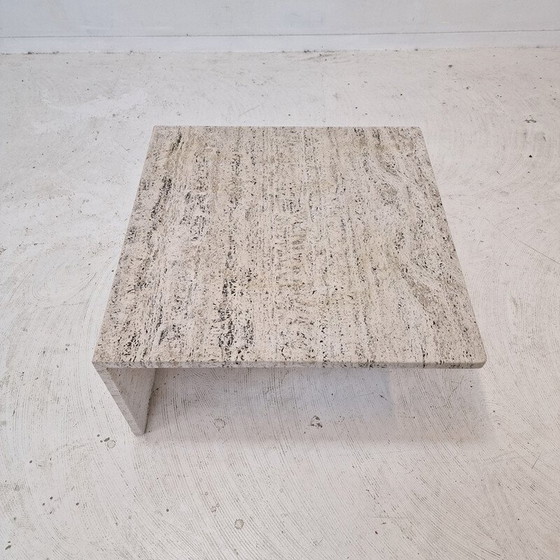 Image 1 of Vintage square travertine coffee table by Up et Up, Italy 1970
