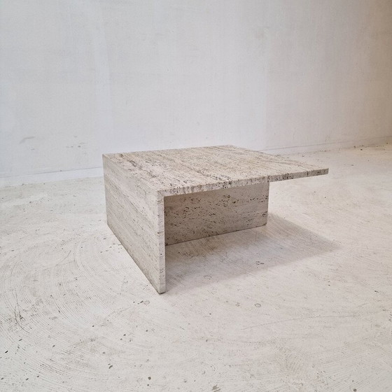 Image 1 of Vintage square travertine coffee table by Up et Up, Italy 1970