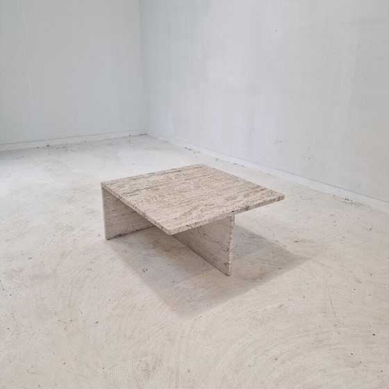 Image 1 of Vintage square travertine coffee table by Up et Up, Italy 1970