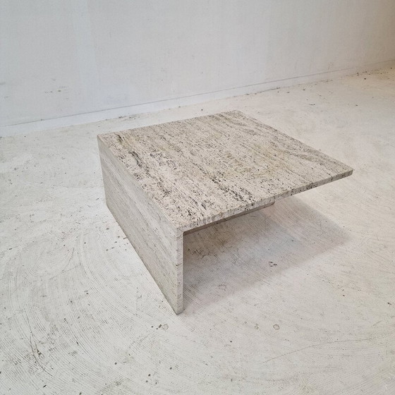 Image 1 of Vintage square travertine coffee table by Up et Up, Italy 1970