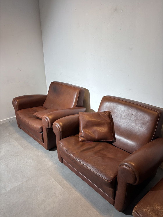 Image 1 of Pair of Baxter "Mickey Extra" Armchairs Leather