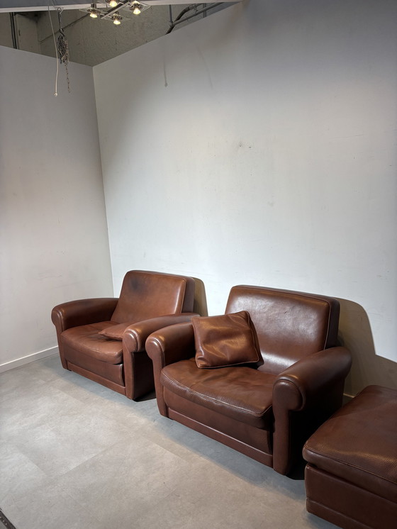 Image 1 of Pair of Baxter "Mickey Extra" Armchairs Leather