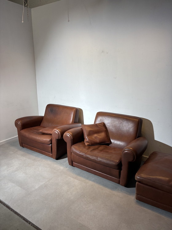 Image 1 of Pair of Baxter "Mickey Extra" Armchairs Leather