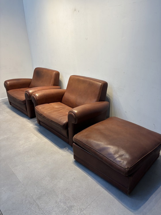 Image 1 of Pair of Baxter "Mickey Extra" Armchairs Leather