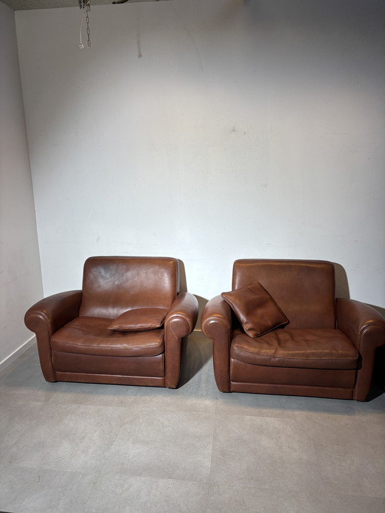 Image 1 of Pair of Baxter "Mickey Extra" Armchairs Leather