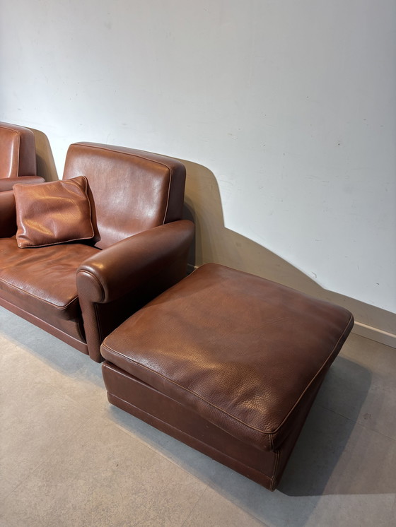 Image 1 of Pair of Baxter "Mickey Extra" Armchairs Leather