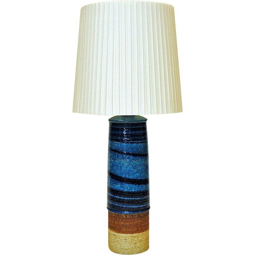 Vintage lamp model 8247 in blue stoneware by Inger Persson for Rörstrand, Sweden 1960