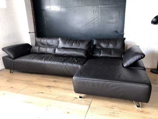 Musterring leather sofa with seat depth adjustment