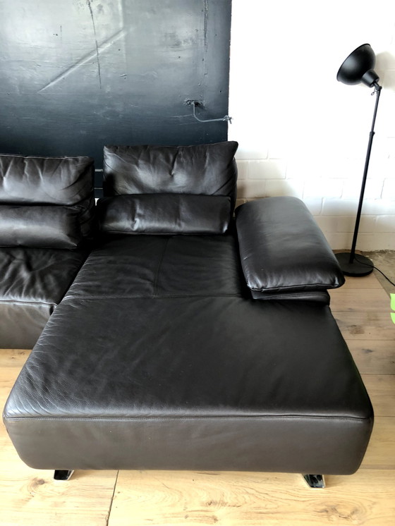 Image 1 of Musterring leather sofa with seat depth adjustment