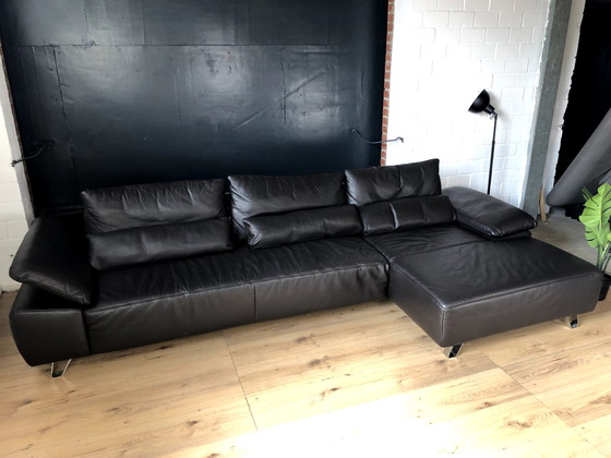 Image 1 of Musterring leather sofa with seat depth adjustment