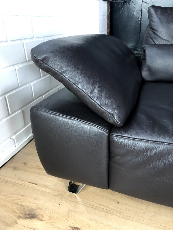 Image 1 of Musterring leather sofa with seat depth adjustment