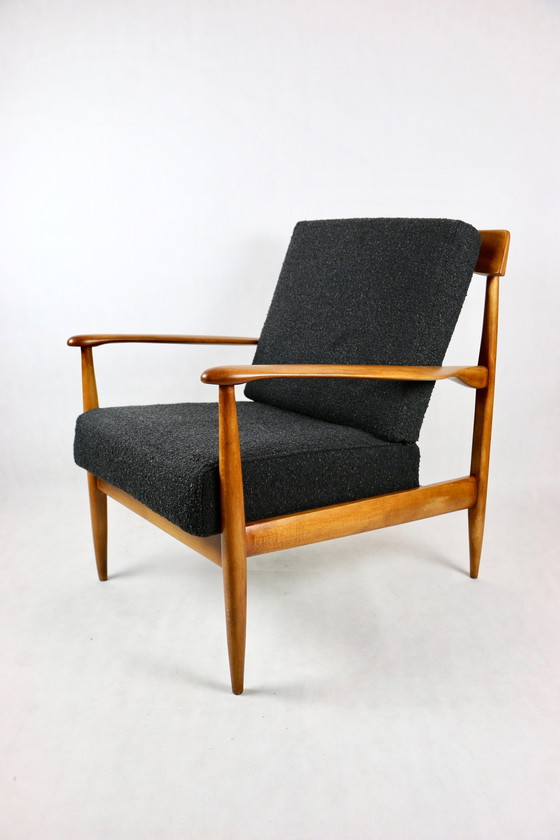 Image 1 of 2x Danish Design Black Boucle Armchair