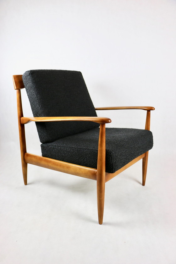 Image 1 of 2x Danish Design Black Boucle Armchair