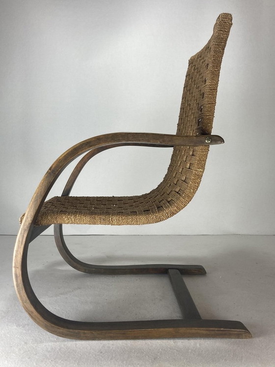 Image 1 of Cantilever Wicker Cord Chair, 1930S