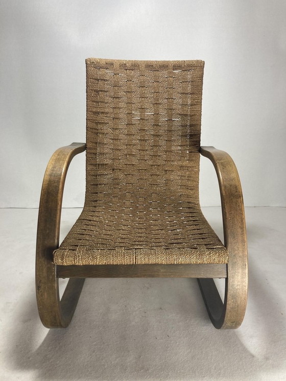 Image 1 of Cantilever Wicker Cord Chair, 1930S