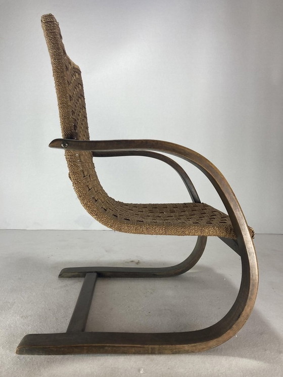 Image 1 of Cantilever Wicker Cord Chair, 1930S