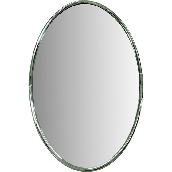 Image 1 of Specchio ovale vintage in metallo cromato, Italia 1970