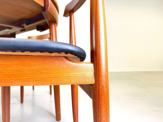 Image 1 of Mid - Century Rondette Frem Røjle dining table set of 5 Hans Olsen teak