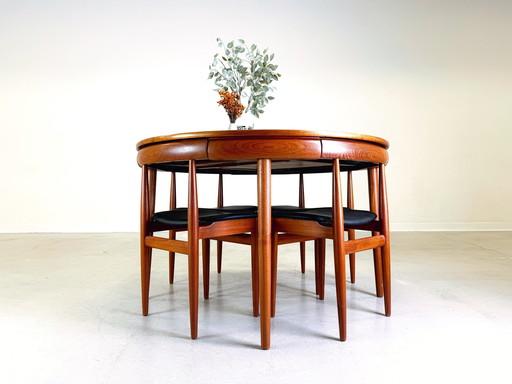 Mid - Century Rondette Frem Røjle dining table set of 5 Hans Olsen teak