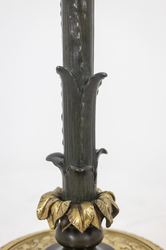 Image 1 of Restoration Style Bronze Two Patina Floor Lamp. Circa 1900.