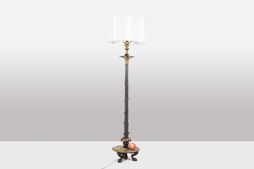 Restoration Style Bronze Two Patina Floor Lamp. Circa 1900.