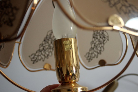 Image 1 of Lampada da tavolo in ottone con vetro fumé anni '80 - Vintage