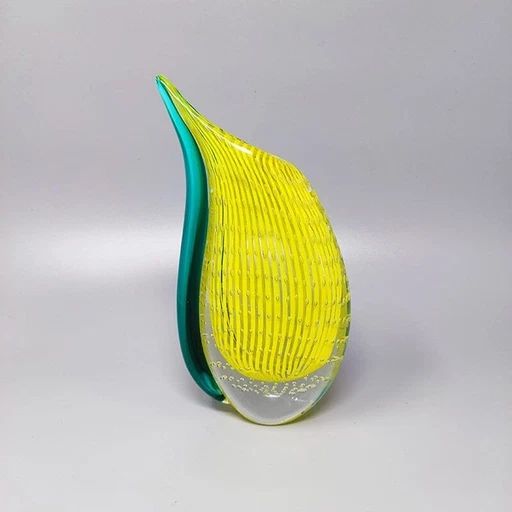 1960S Astonishing Yellow And Green Vase By Rosenthal In Murano Glass. Made In Italy