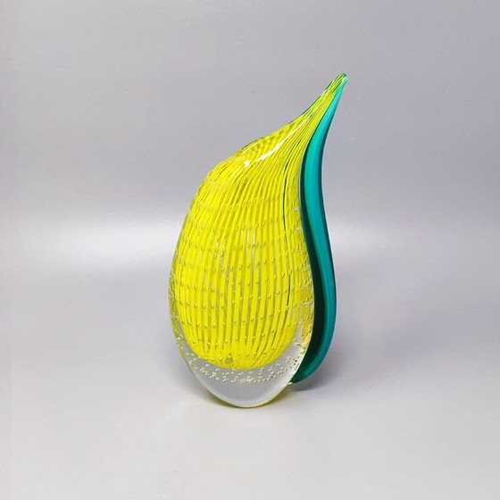 Image 1 of 1960S Astonishing Yellow And Green Vase By Rosenthal In Murano Glass. Made In Italy