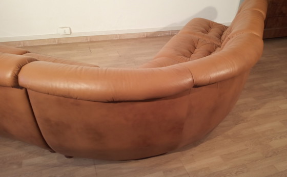 Image 1 of Vintage Italian Cognac Leather Modular Sofa, 1970, Set Of 5