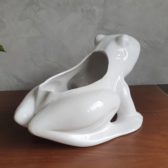 Image 1 of Beautiful Porcelain Frog Planter From The 1970s