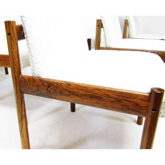 Image 1 of Set of 6 vintage dining chairs in Rio rosewood and Boucle fabric by Sven Ivar Dysthe for Dokka, 1960