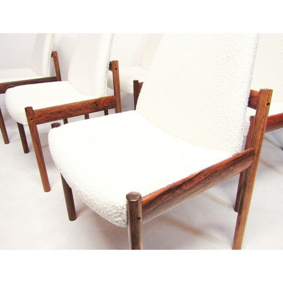 Image 1 of Set of 6 vintage dining chairs in Rio rosewood and Boucle fabric by Sven Ivar Dysthe for Dokka, 1960