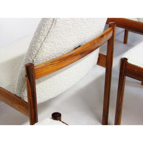 Image 1 of Set of 6 vintage dining chairs in Rio rosewood and Boucle fabric by Sven Ivar Dysthe for Dokka, 1960
