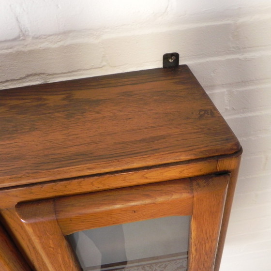 Image 1 of Wall Cabinet With 2 Doors With Figure Glass And 2 Drawers, 1950s